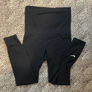 NIKE One Maternity Leggings Women's LARGE High-Waist Yoga Tight Gray Dri-Fit